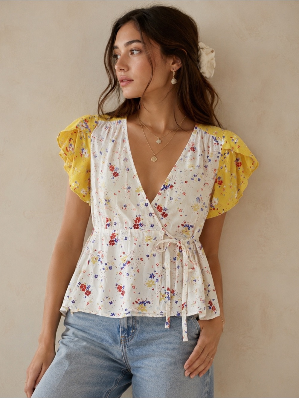 Anthropologie Meadow Rue ‘Bon Voyage’ Floral Wrap Top‎
